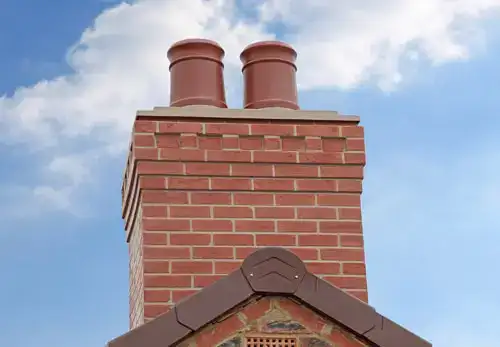 a brick chimney with two chimneys on top