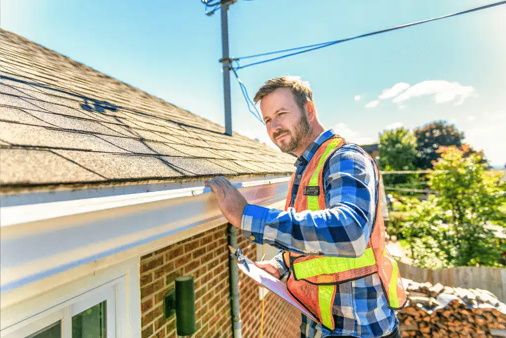 Homeowner checking a roof inspection guide for older roofs in Toronto.