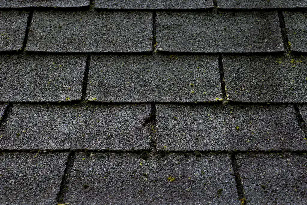 Cracked asphalt shingles due to prolonged sun exposure during the summer.