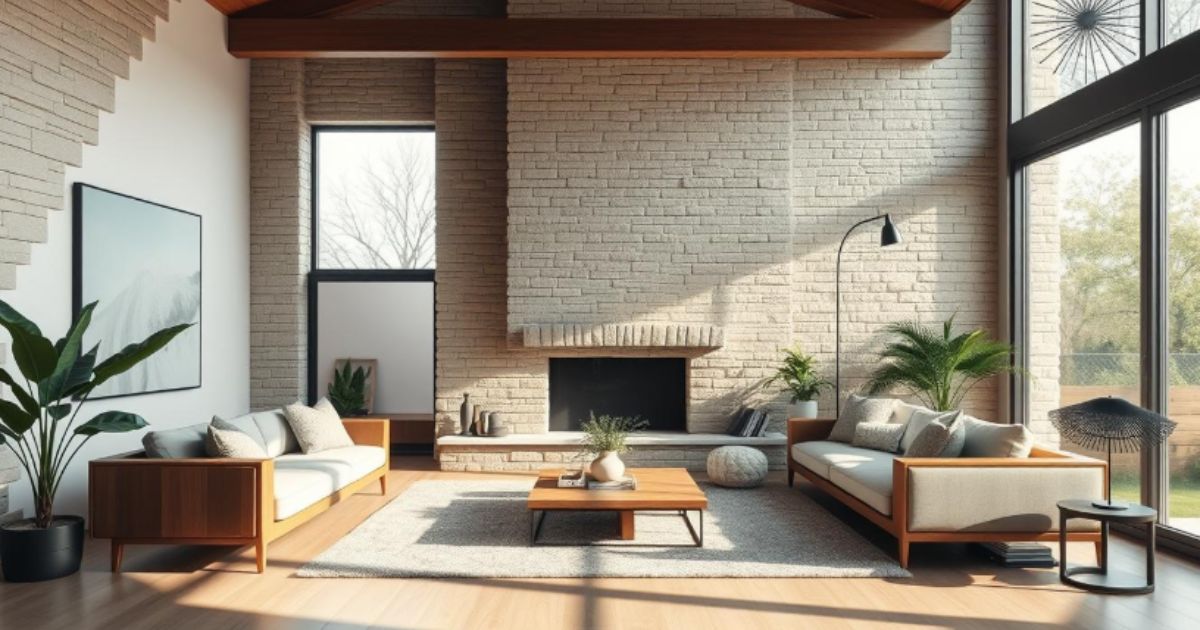 living room ledgestone wall