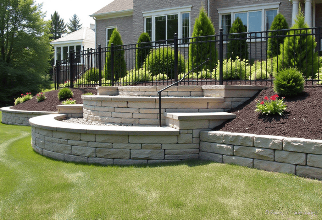 Interlocking retaining wall blocks in Maple