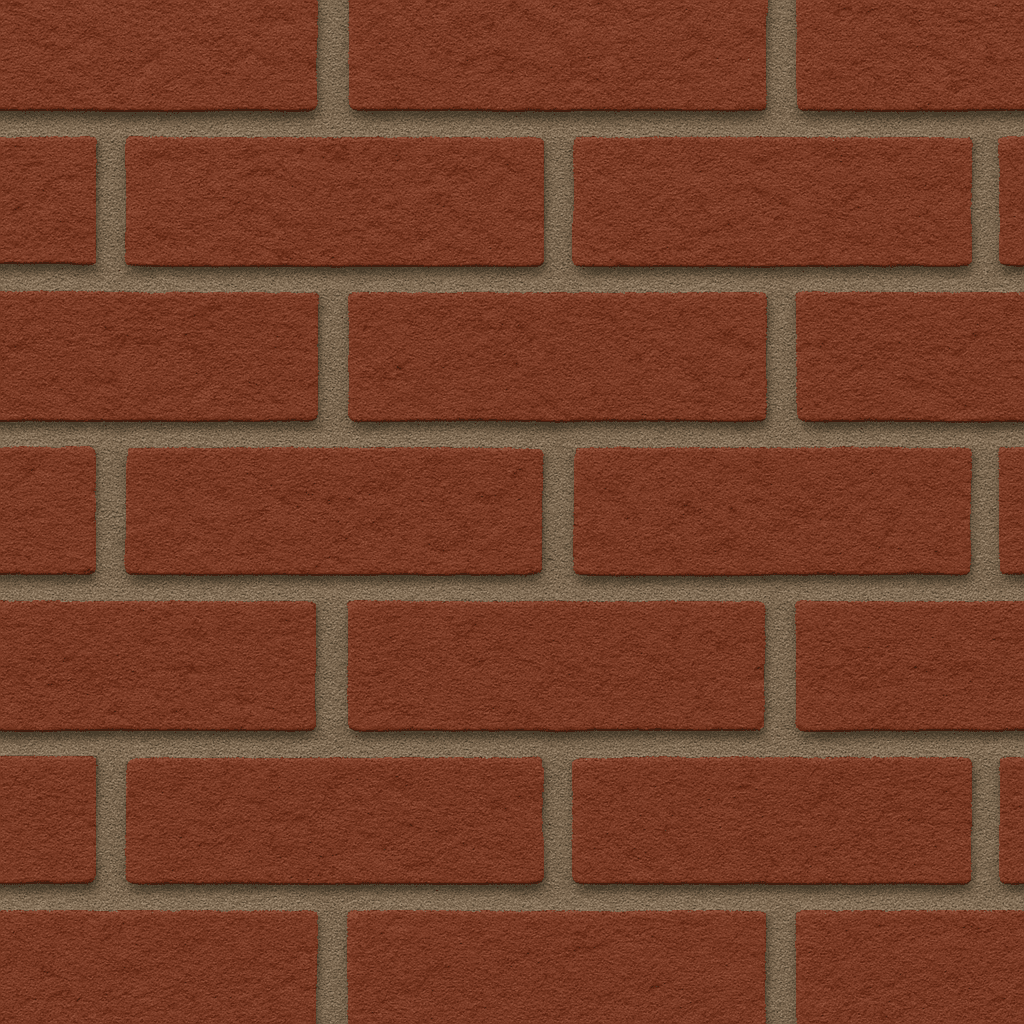 Close-up of red brick courses with evenly spaced gray mortar joints