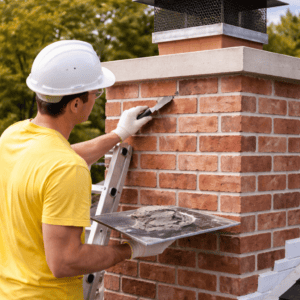 Repointing a red brick chimney