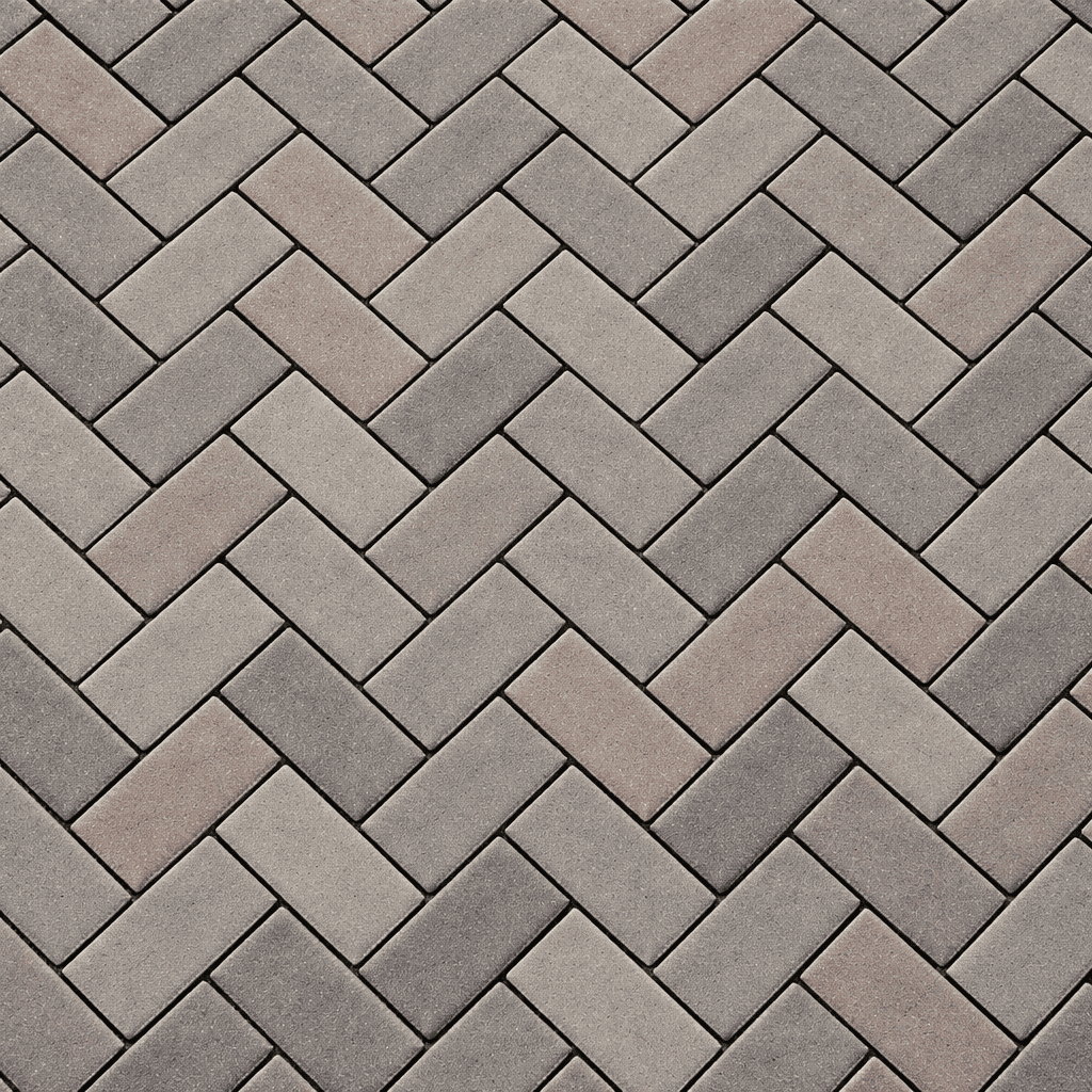 Herringbone brick pavement close-up