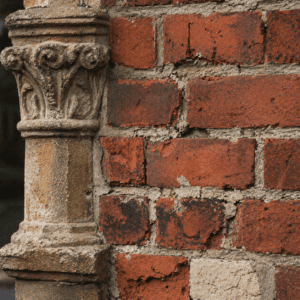 Historic masonry surface on a Toronto home showing delicate brick texture that requires gentle cleaning and repair methods
