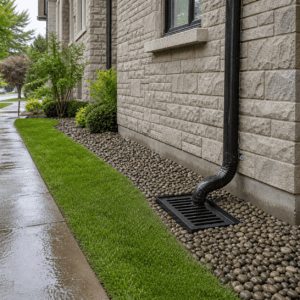 Proper drainage around a Toronto masonry foundation wall after rain