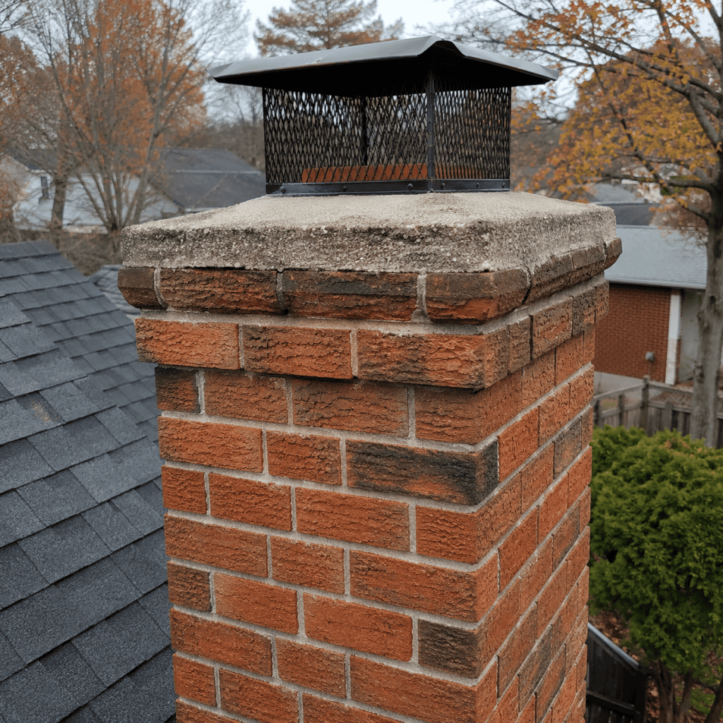 Brick chimney inspection before winter heating season
