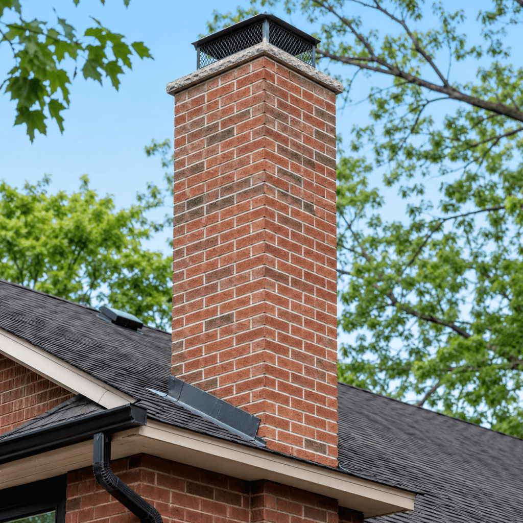 Repaired brick chimney improving safety and appearance on a Toronto home