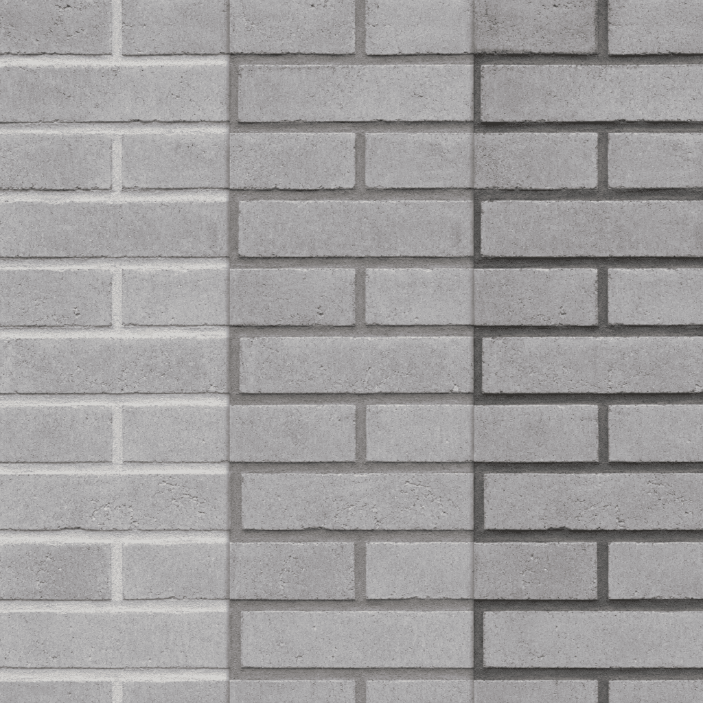 Brick colour comparison showing light medium and dark mortar tones