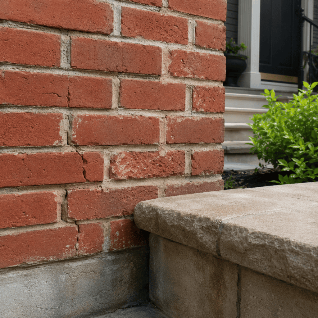 Common summer masonry issues including cracked mortar and spalling brick