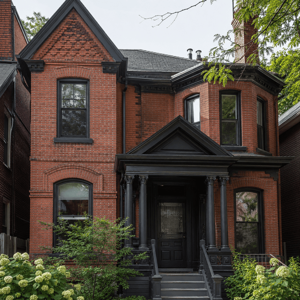 Heritage-style Toronto brick home with decorative masonry patterns