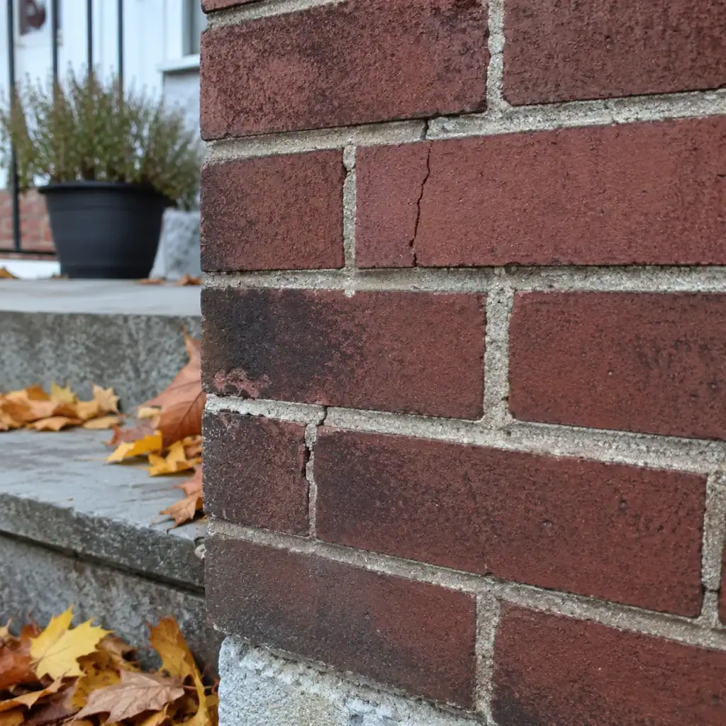 Fall inspection of exterior brick masonry before winter