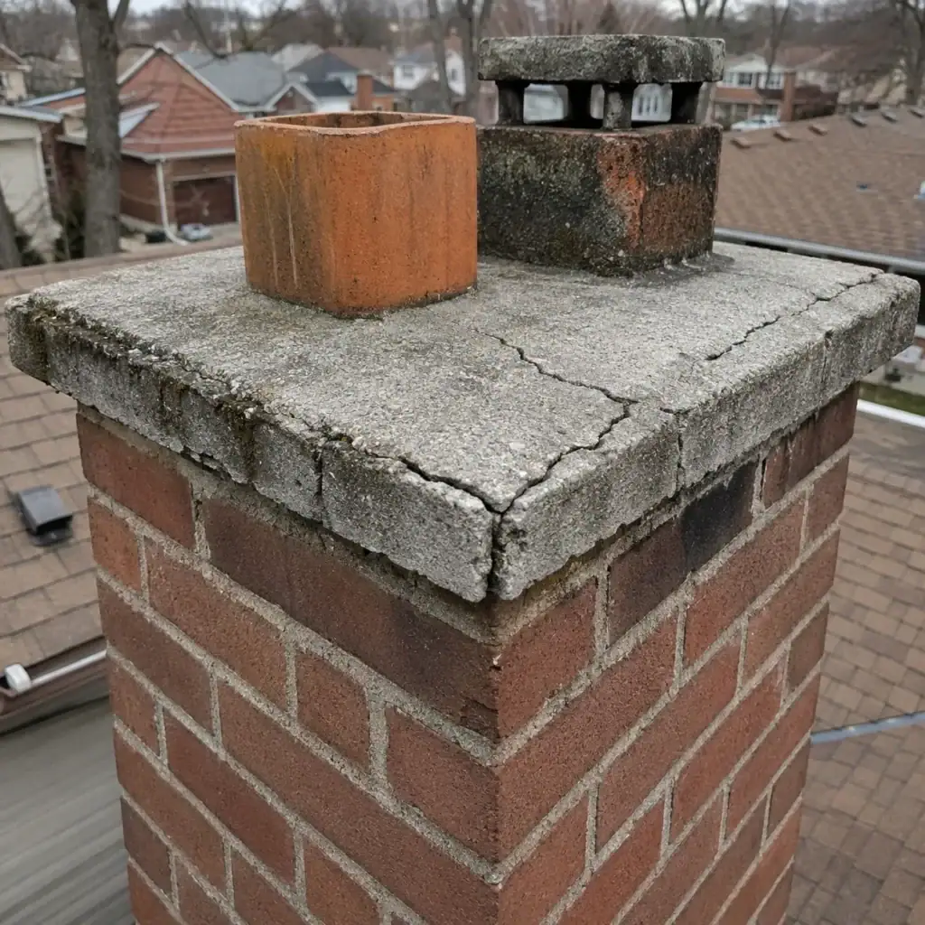 Cracked chimney crown that may allow water into the chimney