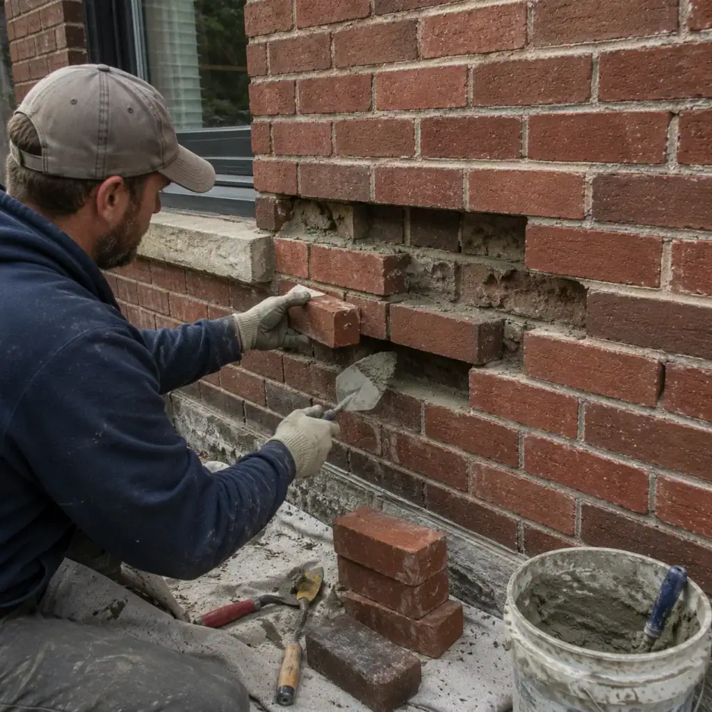 Selective replacement of damaged bricks while preserving sound masonry