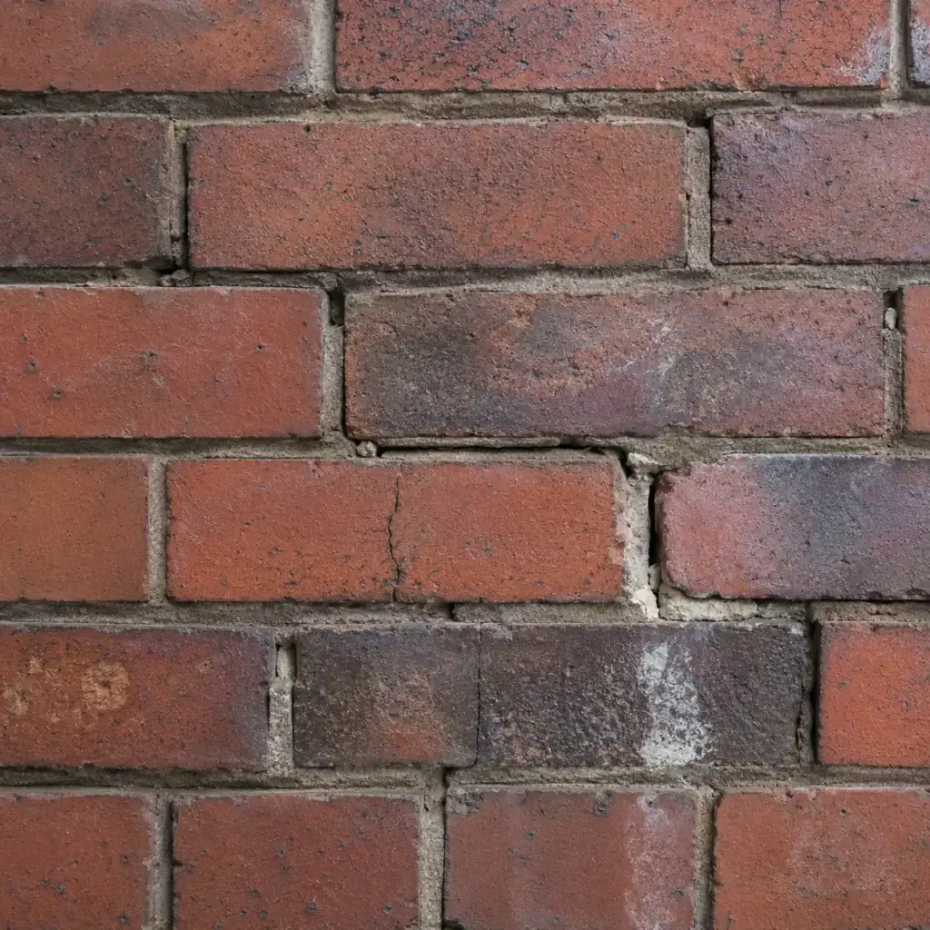 Failed mortar joints that can let moisture into a brick wall