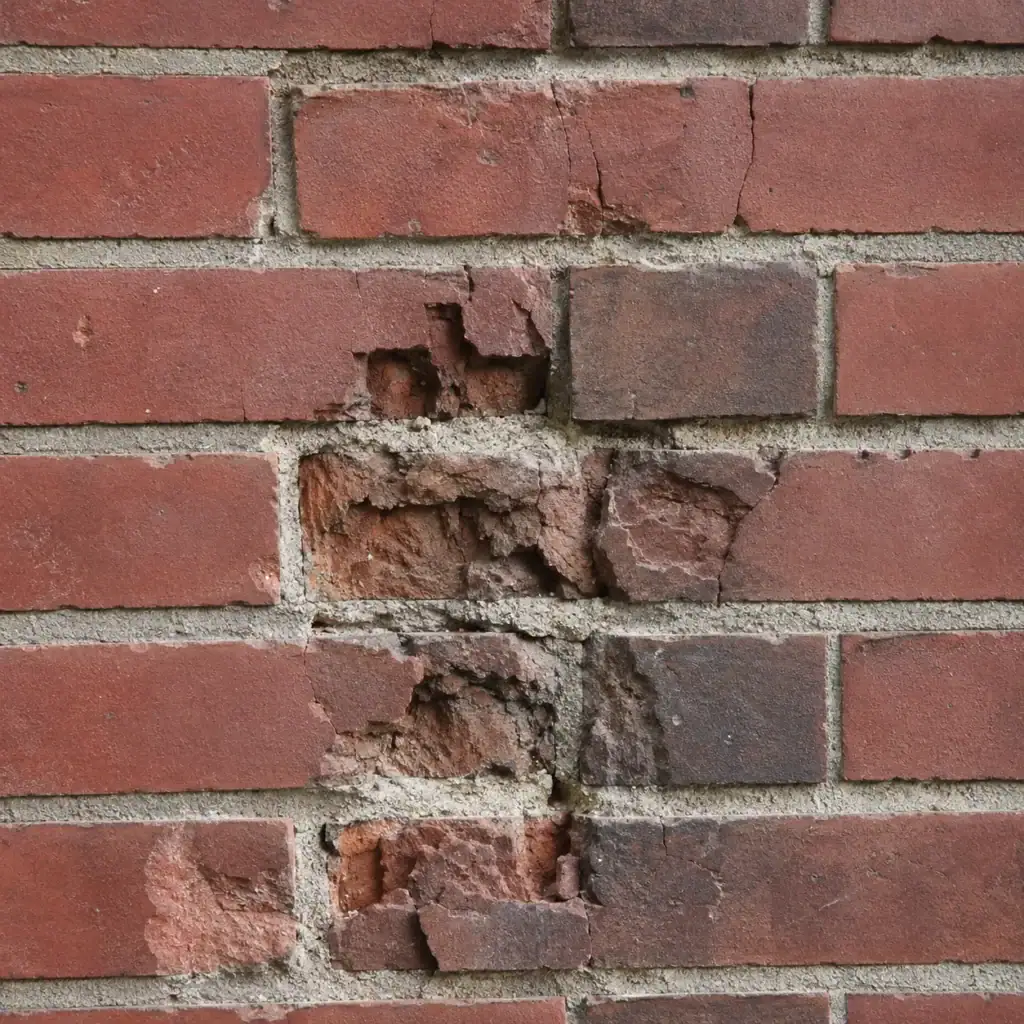 Spalled and cracked bricks that may need selective replacement