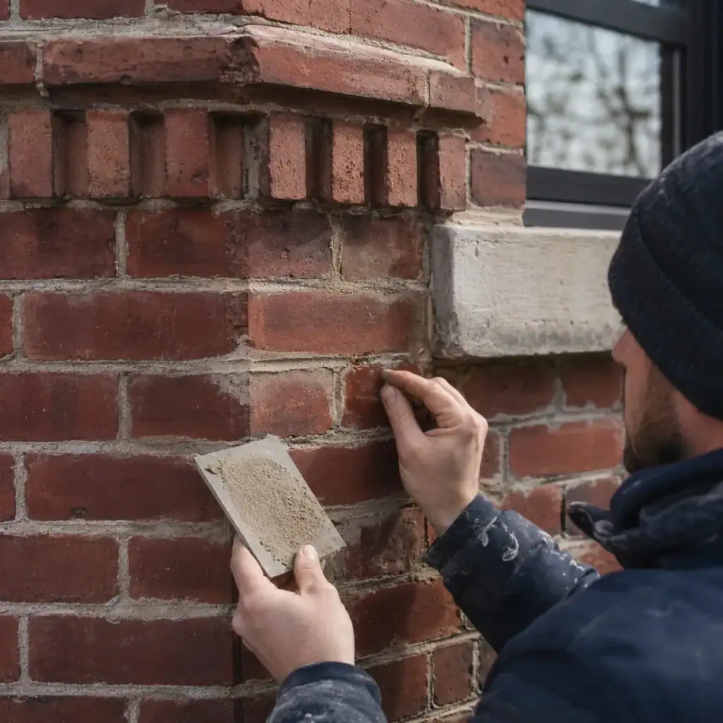 Mortar matching on a Toronto heritage brick home