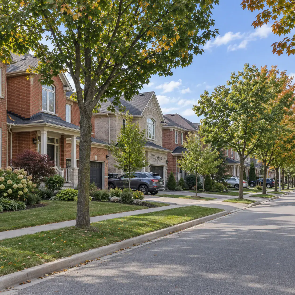 Established and newer brick homes in Whitby Ontario