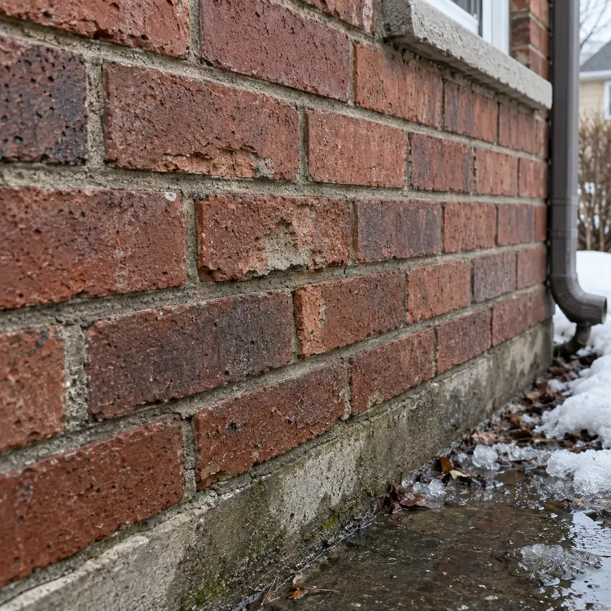 Freeze-thaw and moisture damage on masonry in Whitby