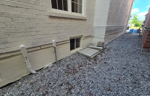 After Exterior Foundation Parging Repair Beside Front Porch