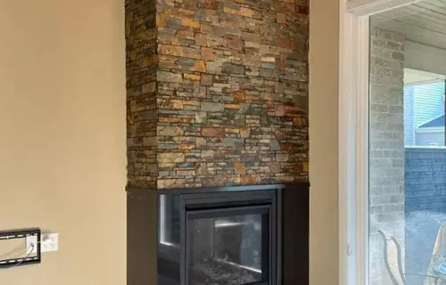 Indoor Stone Veneer Fireplace