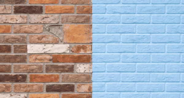 Bricks in contrast patched vs painted