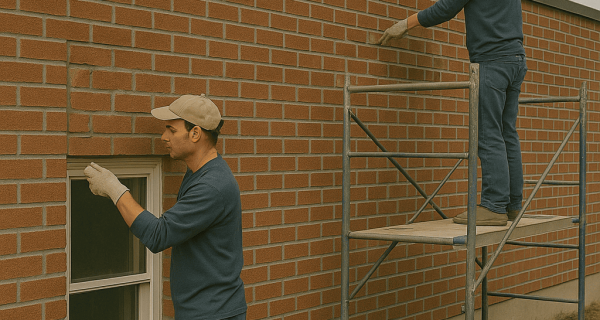 Masonry crew working outdoors