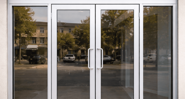 Modern storefront with glass entrance