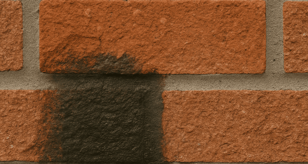 Moisture-damaged brick close-up