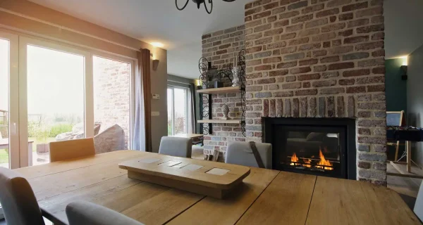 Brick Column Fireplace