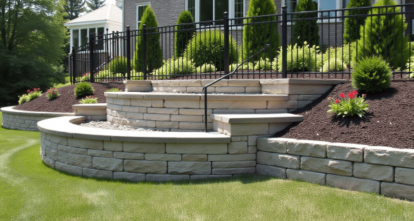 Interlocking retaining wall blocks in Maple