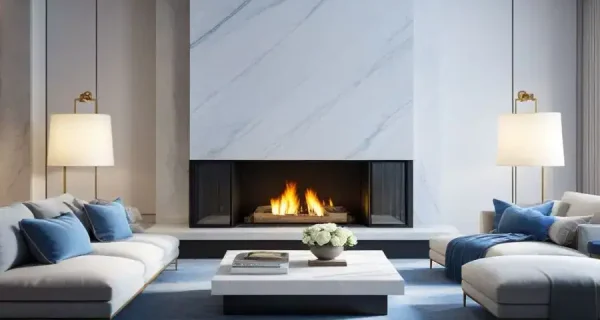 white marble fireplace